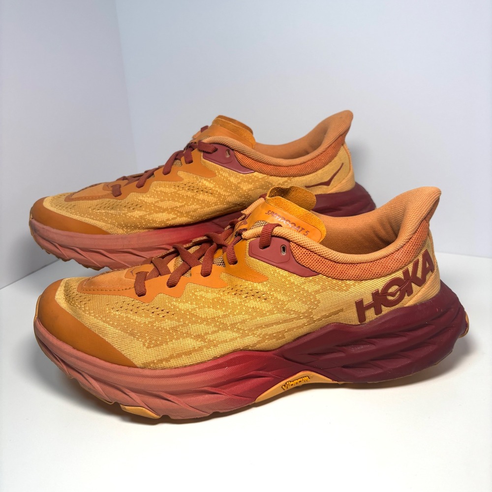 Hoka Speedgoat 5 Women 8.5 Orange Red Trail Running Shoes 1123158